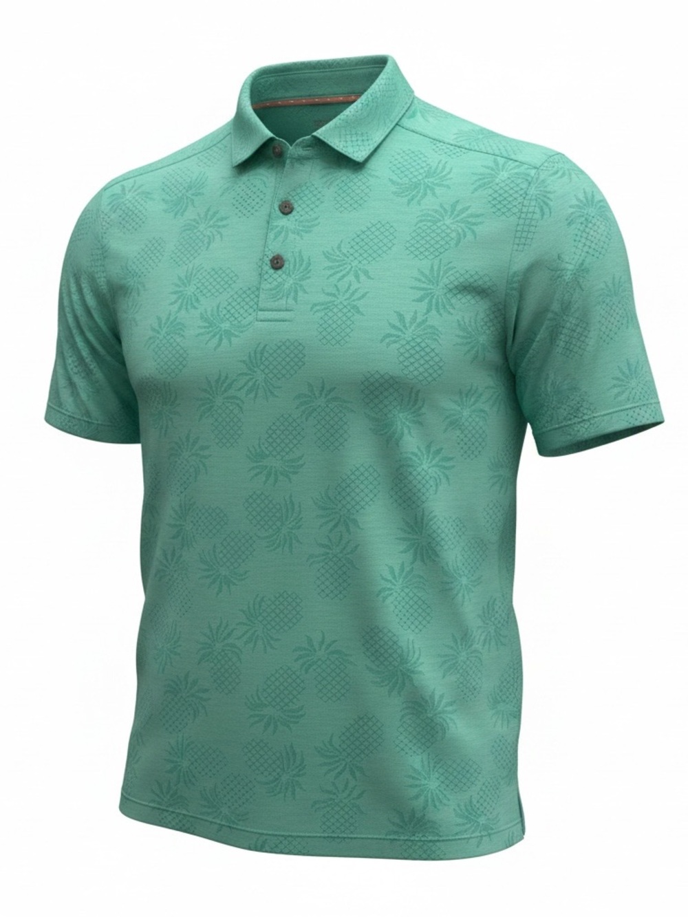 Tommy Bahama IslandZone Pineapple Jacquard Polo Shirt Large Aqua